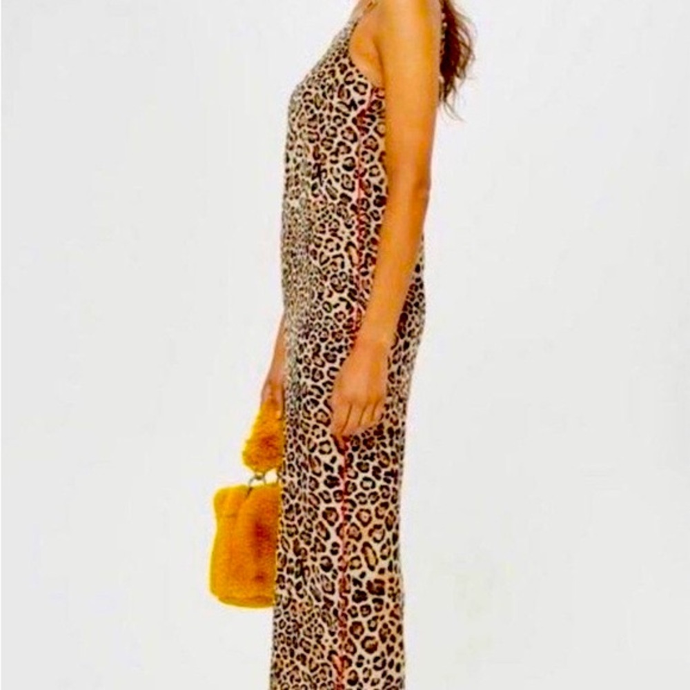 Leopard Print Jumpsuit Topshop Wide Leg Cropped with Red Stripe Sides